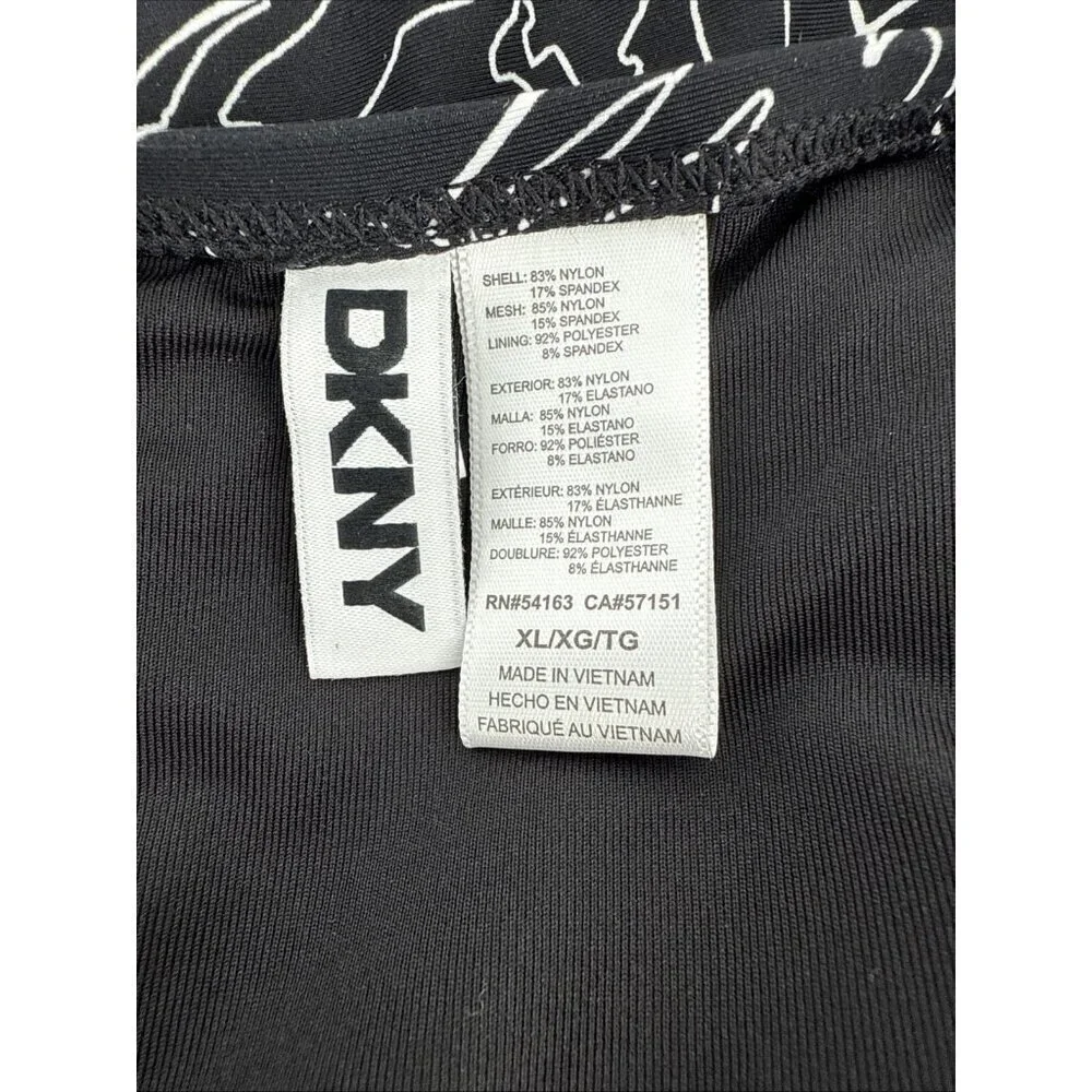 DKNY Women's Size XL Black White Sweetheart Twist Front One Piece Swimsuit New - Picture 7 of 11